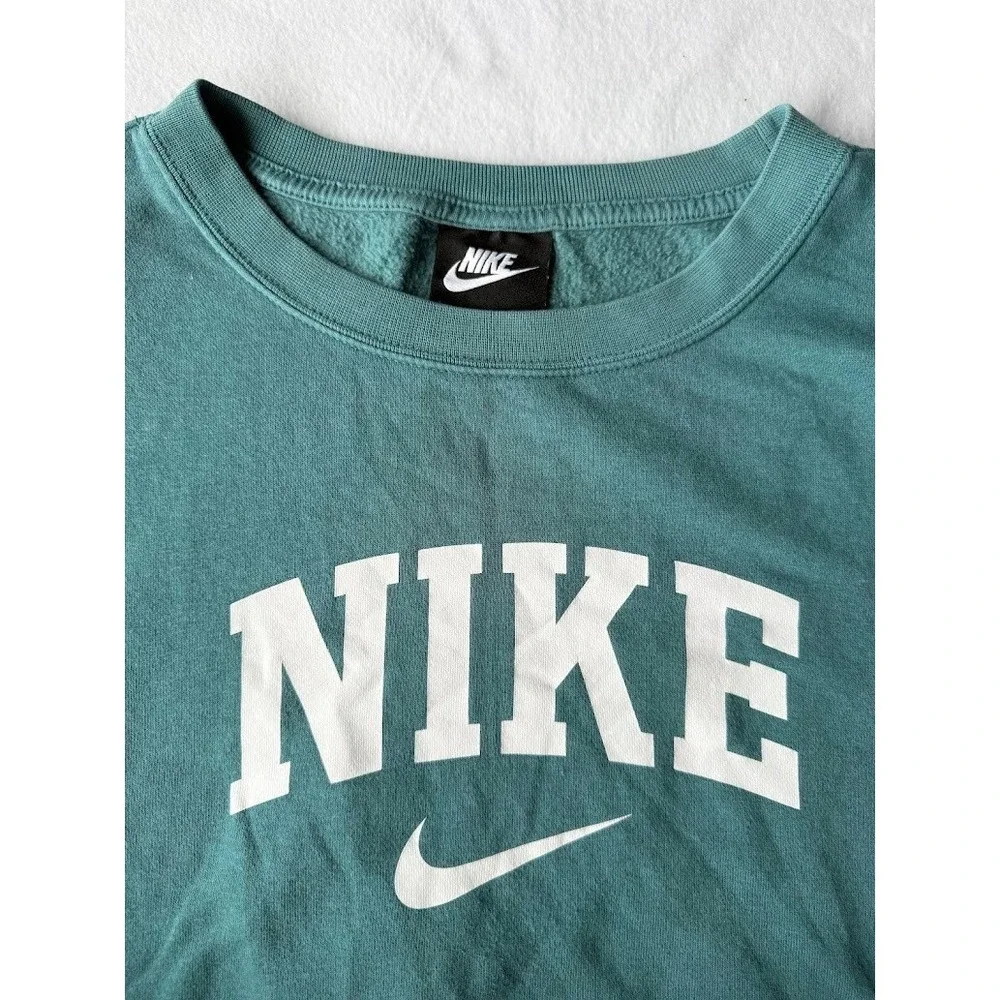 Nike Sweatshirt Men 2X Green Crew Neck Big Logo Pullover Casual Long Sleeve - Picture 3 of 13